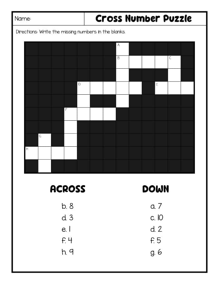 Cross Number Puzzle
