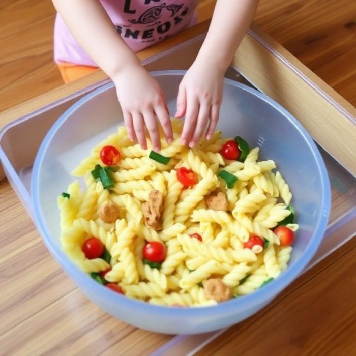 Cooked Pasta Sensory Bin