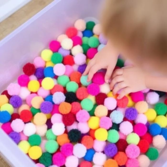 Pom-pom Sensory Bin