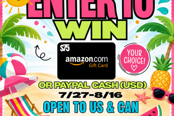 Win a $75 Amazon Gift Card or Paypal Cash Giveaway
