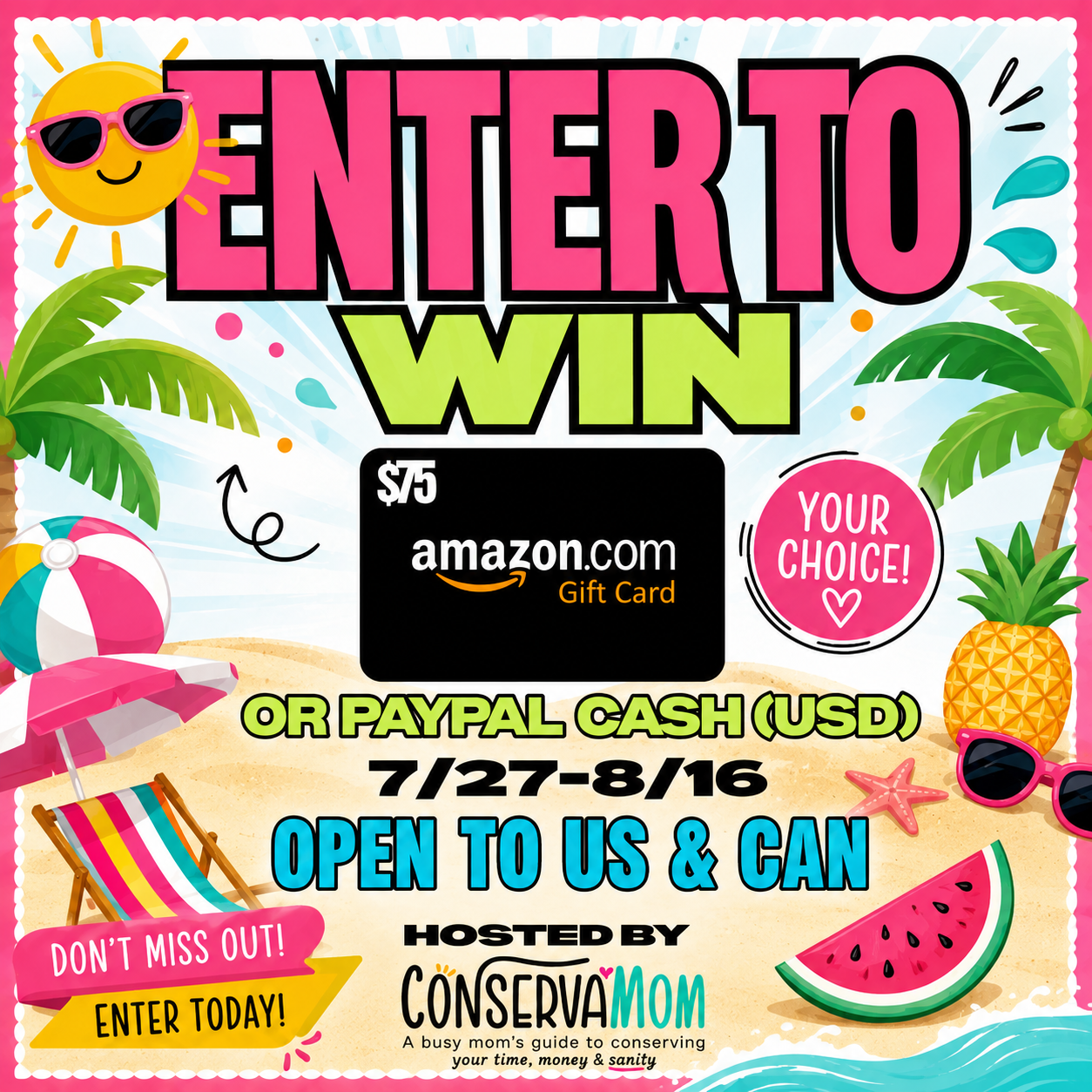 Win a $75 Amazon Gift Card or Paypal Cash Giveaway